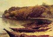 Albert Bierstadt Canoes painting